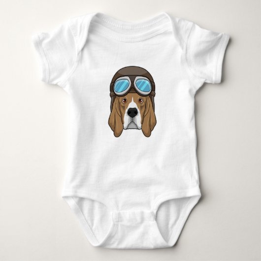 Beagle als Pilot mit Pilotin Baby Strampler (Vorderseite)
