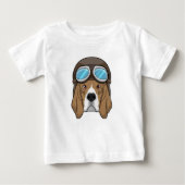 Beagle als Pilot mit Pilotin Baby T-shirt (Vorderseite)