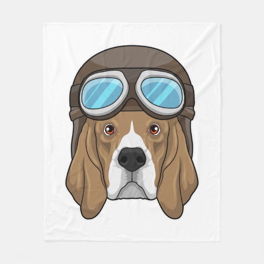 Beagle als Pilot mit Pilotin Fleecedecke (Vorderseite)