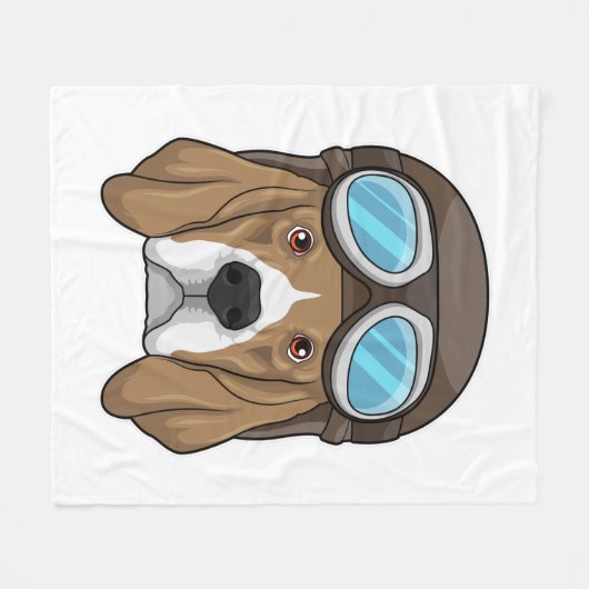 Beagle als Pilot mit Pilotin Fleecedecke (Vorderseite (Horizontal))