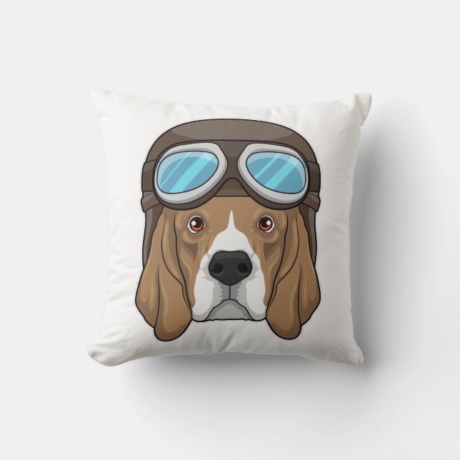 Beagle als Pilot mit Pilotin Kissen (Vorderseite)
