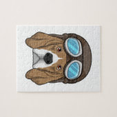 Beagle als Pilot mit Pilotin Puzzle (Horizontal)