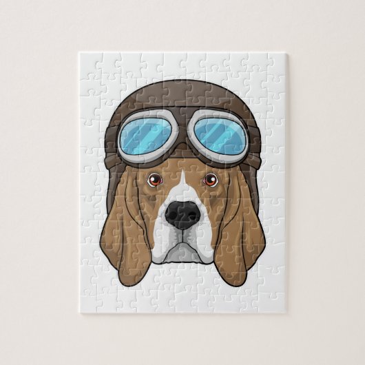 Beagle als Pilot mit Pilotin Puzzle (Vertikal)