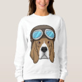 Beagle als Pilot mit Pilotin Sweatshirt (Vorderseite)