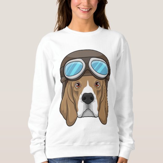 Beagle als Pilot mit Pilotin Sweatshirt (Vorderseite)