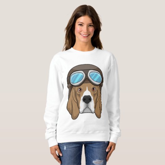 Beagle als Pilot mit Pilotin Sweatshirt (Vorne ganz)