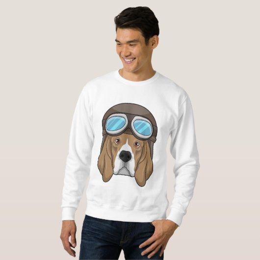 Beagle als Pilot mit Pilotin Sweatshirt (Vorne ganz)