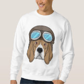 Beagle als Pilot mit Pilotin Sweatshirt (Vorderseite)
