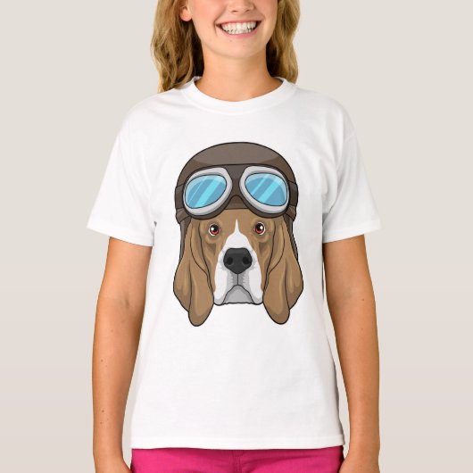 Beagle als Pilot mit Pilotin T-Shirt (Vorderseite)