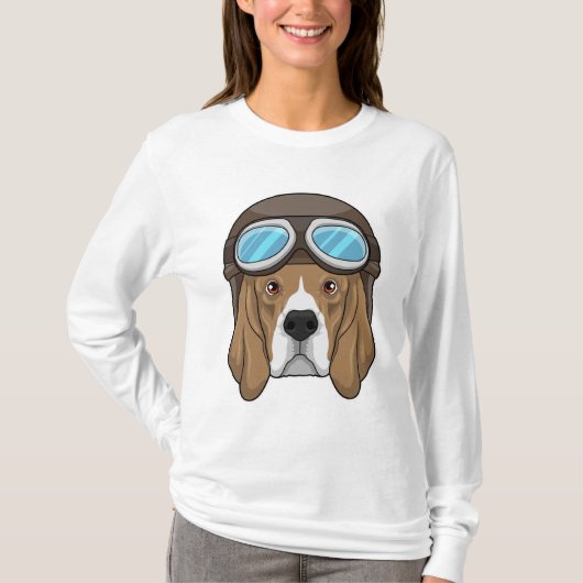 Beagle als Pilot mit Pilotin T-Shirt (Vorderseite)