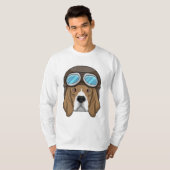 Beagle als Pilot mit Pilotin T-Shirt (Vorne ganz)
