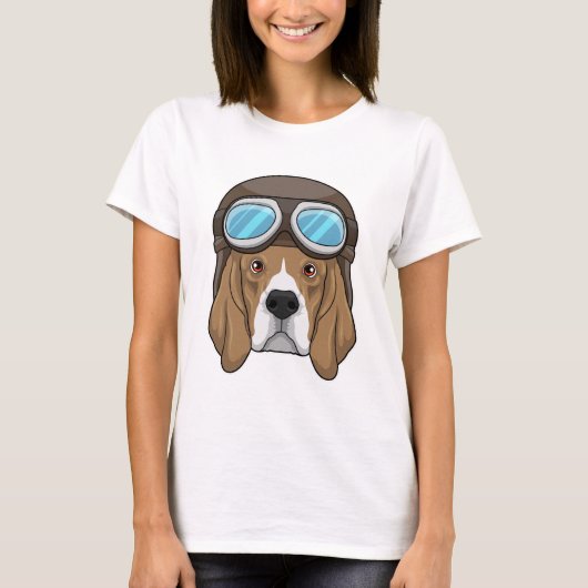 Beagle als Pilot mit Pilotin T-Shirt (Vorderseite)