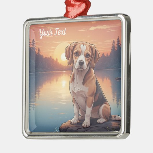 Beagle am See Ornament Aus Metall (Links)