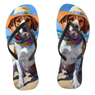 Beagle am Strand, Sommergeschenk für Hundefreunde Badesandalen