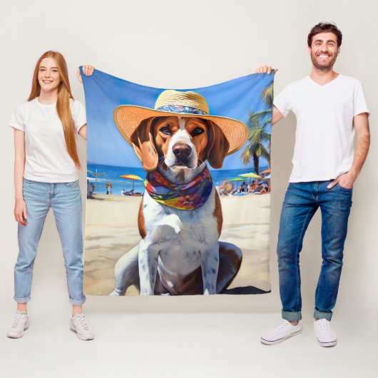 Beagle am Strand, Sommergeschenk für Hundefreunde Fleecedecke (Beispiel)