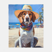Beagle am Strand, Sommergeschenk für Hundefreunde Fleecedecke (Vorderseite)