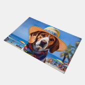 Beagle am Strand, Sommergeschenk für Hundefreunde Fußmatte (Schrägansicht)
