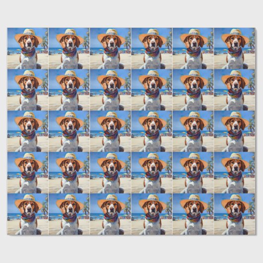 Beagle am Strand, Sommergeschenk für Hundefreunde Geschenkpapier (Flach)
