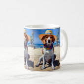 Beagle am Strand, Sommergeschenk für Hundefreunde Kaffeetasse (VorderseiteRechts)