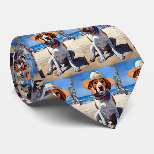 Beagle am Strand, Sommergeschenk für Hundefreunde Krawatte (Gerollt)