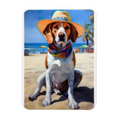 Beagle am Strand, Sommergeschenk für Hundefreunde Magnet (Vertikal)