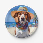 Beagle am Strand, Sommergeschenk für Hundefreunde Pappteller (Vorderseite)