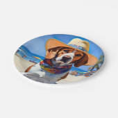Beagle am Strand, Sommergeschenk für Hundefreunde Pappteller (Schrägansicht)