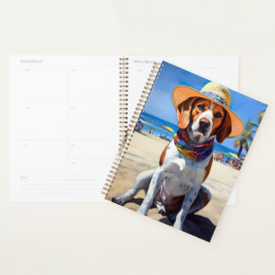 Beagle am Strand, Sommergeschenk für Hundefreunde Planer
