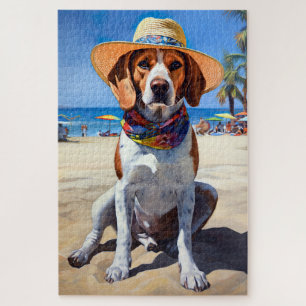 Beagle am Strand, Sommergeschenk für Hundefreunde Puzzle