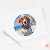 Beagle am Strand, Sommergeschenk für Hundefreunde Runder Aufkleber (Umschlag)
