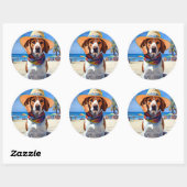 Beagle am Strand, Sommergeschenk für Hundefreunde Runder Aufkleber (Blatt)