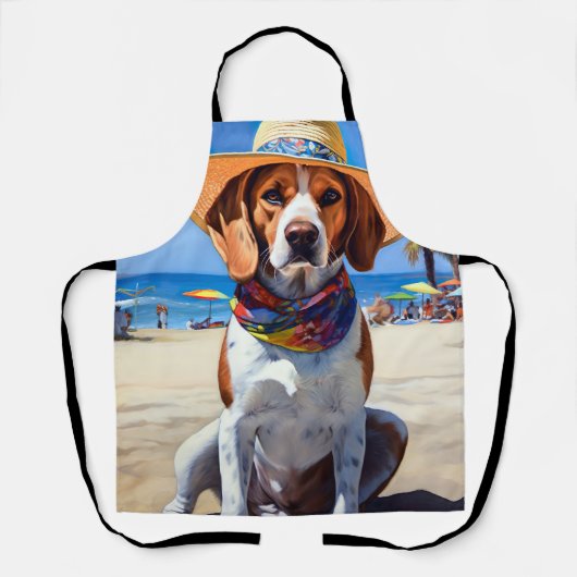 Beagle am Strand, Sommergeschenk für Hundefreunde Schürze (Vorderseite)