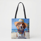 Beagle am Strand, Sommergeschenk für Hundefreunde Tasche (Vorderseite)