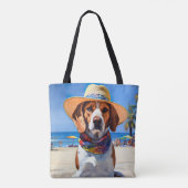Beagle am Strand, Sommergeschenk für Hundefreunde Tasche (Rückseite)