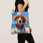 Beagle am Strand, Sommergeschenk für Hundefreunde Tasche (Von Nahem)