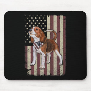 Beagle American Flag Bandana Patriotisch 4. Juli Mousepad