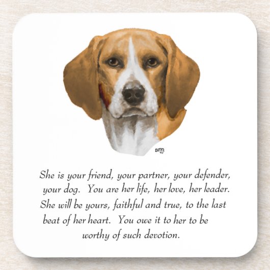 Beagle-Andenken Getränkeuntersetzer (Vorderseite)