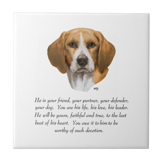 Beagle-Andenken MÄNNLICH Fliese (Vorderseite)