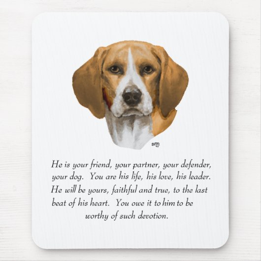 Beagle-Andenken MÄNNLICH Mousepad (Vorne)