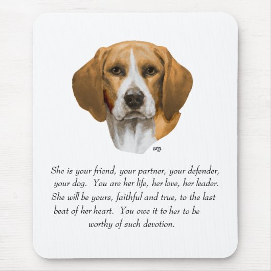 Beagle Andenken Mousepad (Vorne)