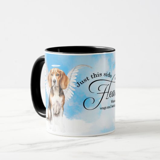 Beagle Angel Dog in Heaven Personalized Memorial Tasse (Vorderseite Links)