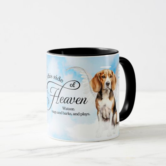 Beagle Angel Dog in Heaven Personalized Memorial Tasse (VorderseiteRechts)
