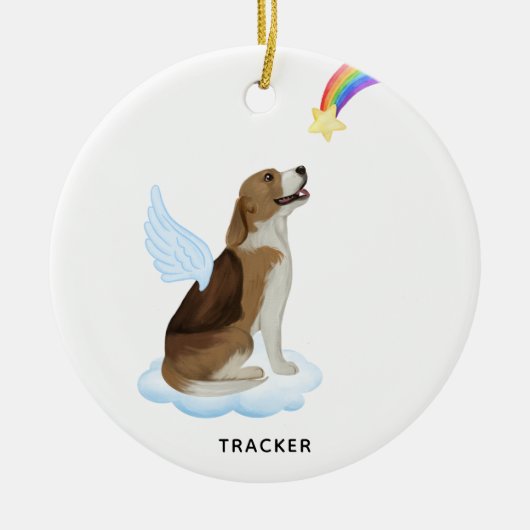 Beagle Angel Dog Personalisiertes Haustier Memoria Keramik Ornament (Vorne)