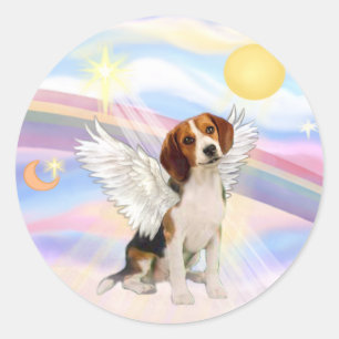 Beagle Angel Runder Aufkleber