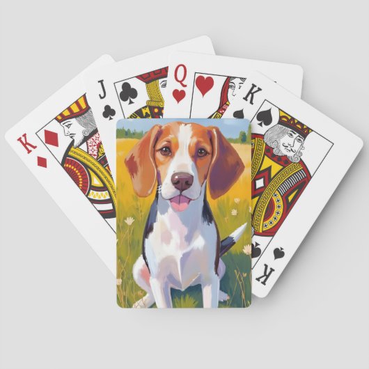 Beagle | Aquarell-Haustiermalerei Spielkarten (Rückseite)