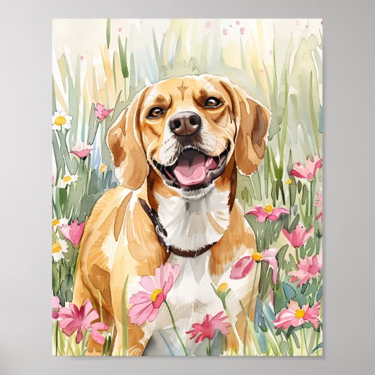 Beagle Aquarell Hundenkunst Poster (Vorne)