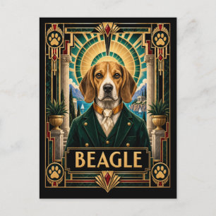 Beagle, Art Deco Hund Postkarte