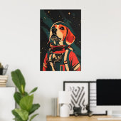Beagle Astronaut Poster, Beagle Retro Print Poster (Heimbüro)
