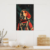 Beagle Astronaut Poster, Beagle Retro Print Poster (Küche)