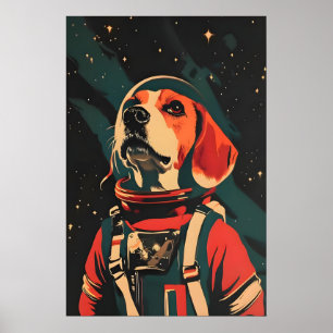 Beagle-Astronautenposter, Beagle-Retrodruck Poster